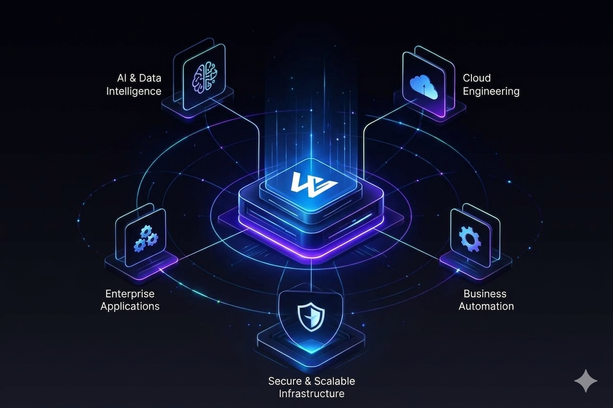 A visual representation of connected enterprise technology capabilities